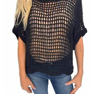 NEW SKEMO azure crochet classic top in black